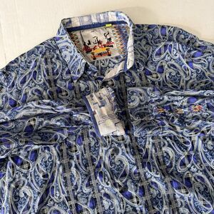 Robert Graham 3XL Classic Fit Paisley Shirt Car Embroidered Placket Blue Multi